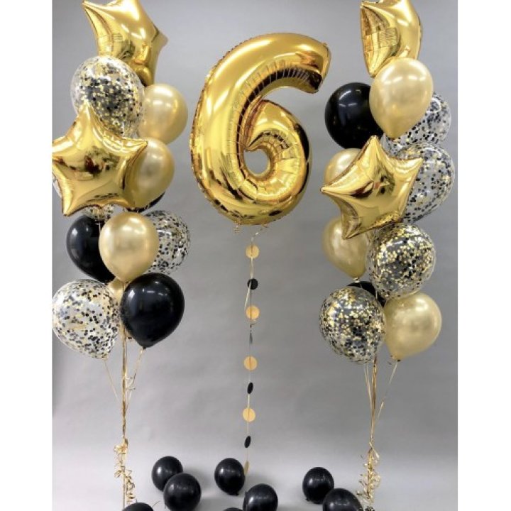 Цифра с фонтанами шаров  в Прокопьевске