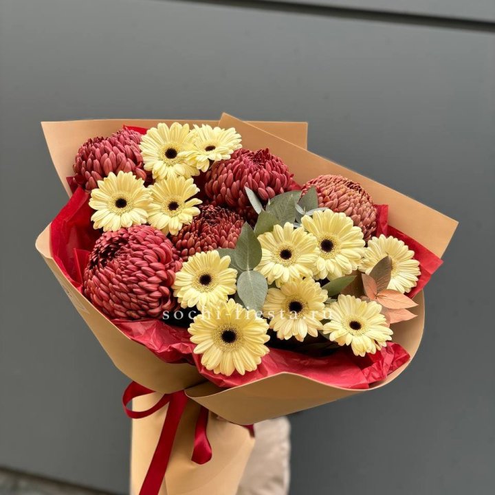 Букет гербер и хризантем Бигуди в Прокопьевске