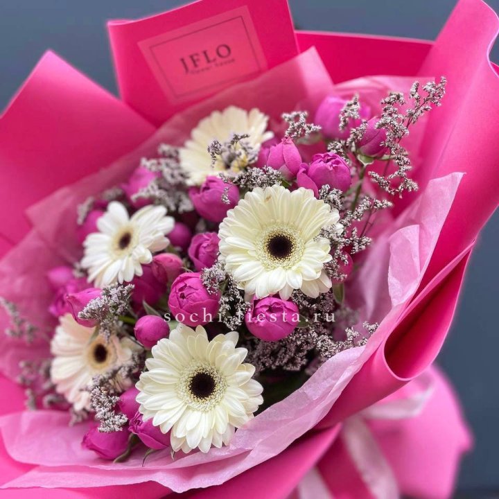 Букет гербер и мисти бабблс  в Прокопьевске