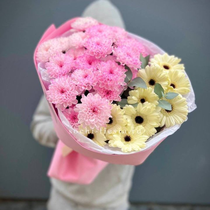 Дуо хризантем и гербер в Прокопьевске