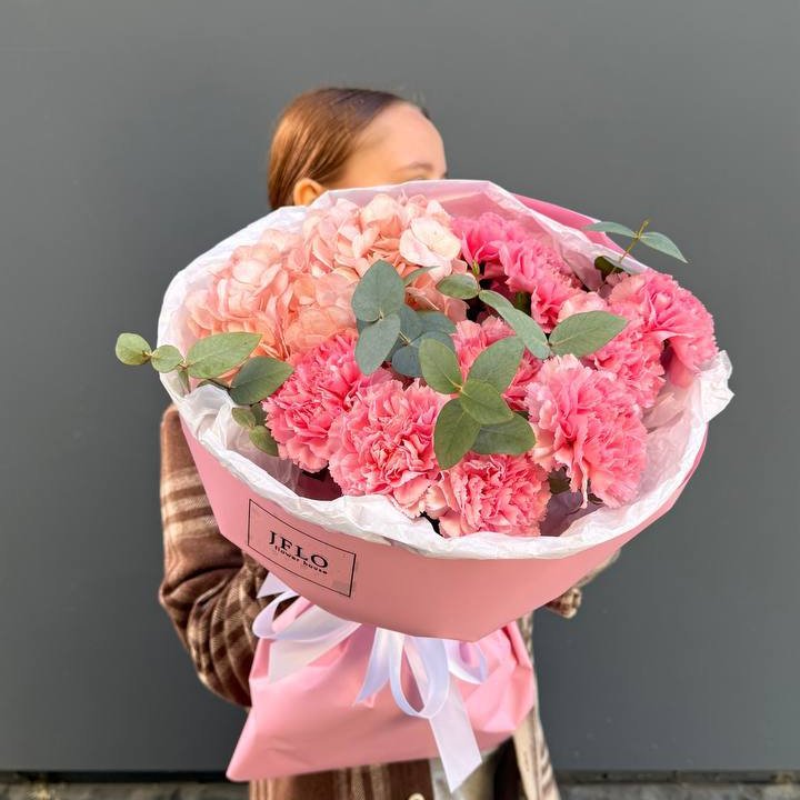 Дуо диантусы и гортензия в Прокопьевске