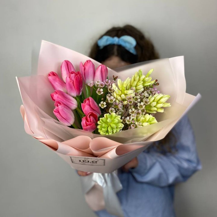  Дуо тюльпаны и гиацинты в Прокопьевске