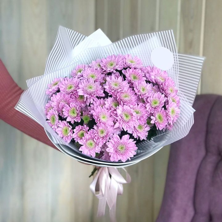 Букет розовых хризантем в Прокопьевске