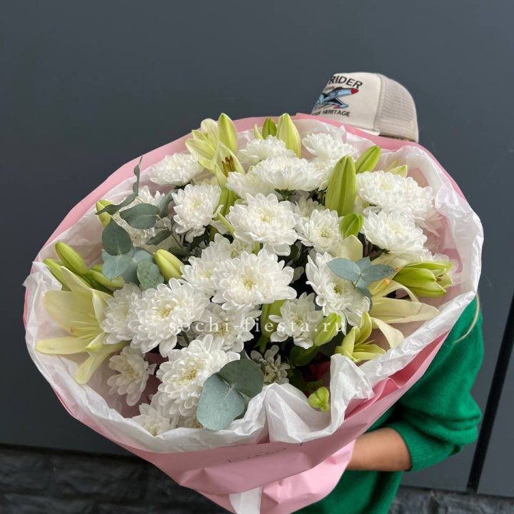  Букет  хризантемы и лилии в Прокопьевске