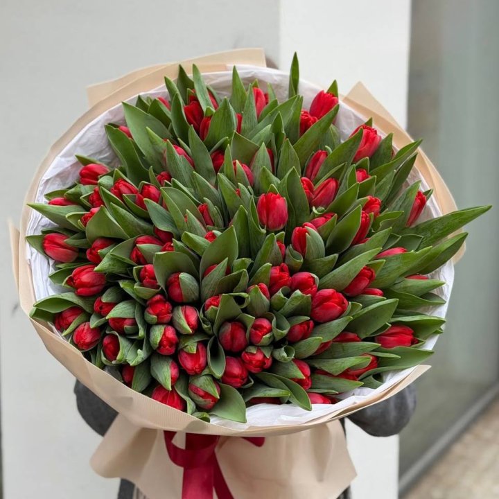 101 красный тюльпан в Прокопьевске