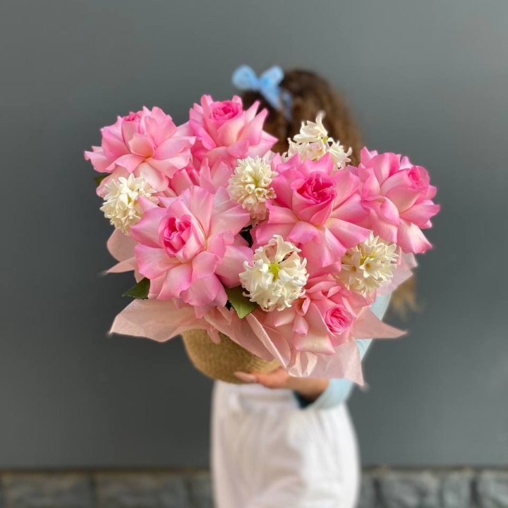 Дуо розы и гиацинты в Прокопьевске