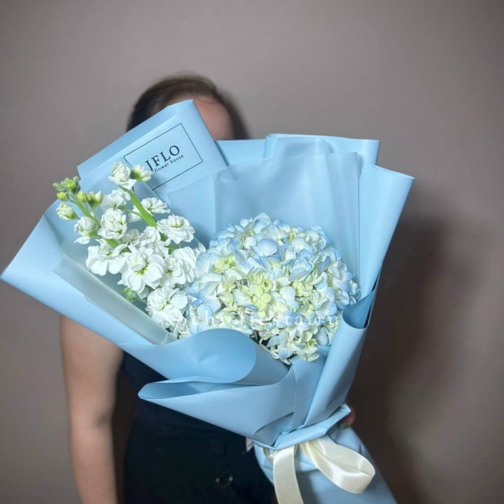 Гортензия голубая с маттиолой в Прокопьевске