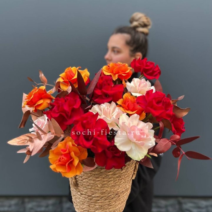 Авторский бокс "Роксана" в джутовом кашпо в Прокопьевске