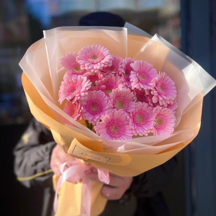 17 розовых гербер  в Прокопьевске