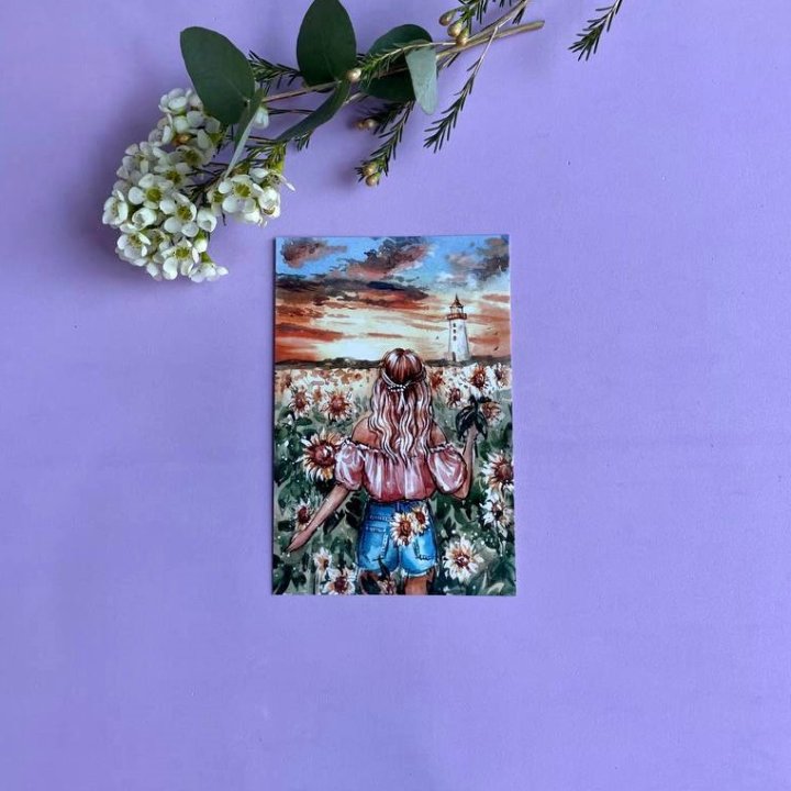 Открытка к букету "Подсолнух" в Прокопьевске