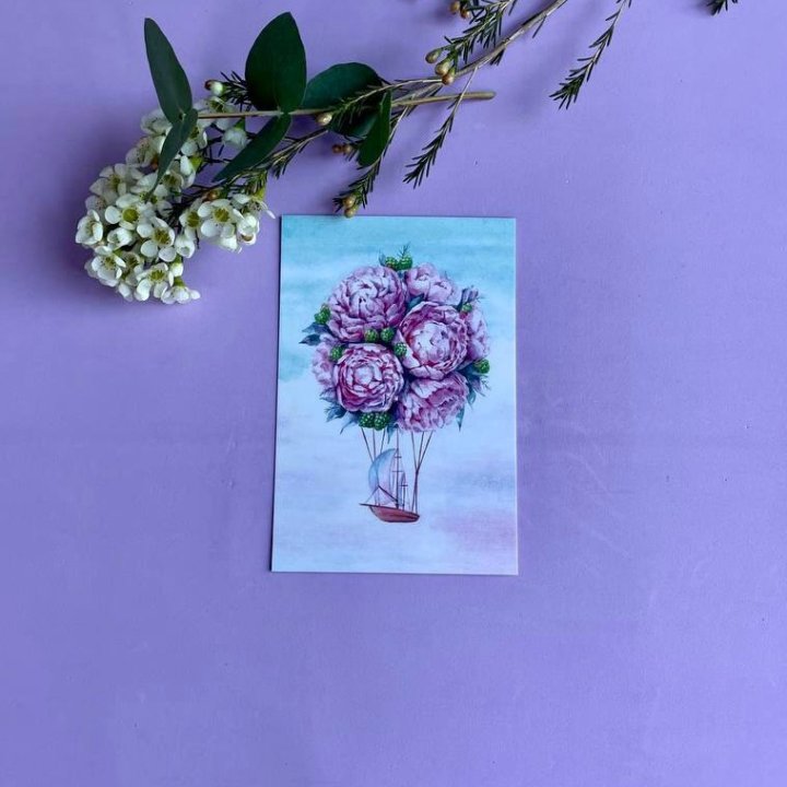 Открытка к букету "Пион" в Прокопьевске