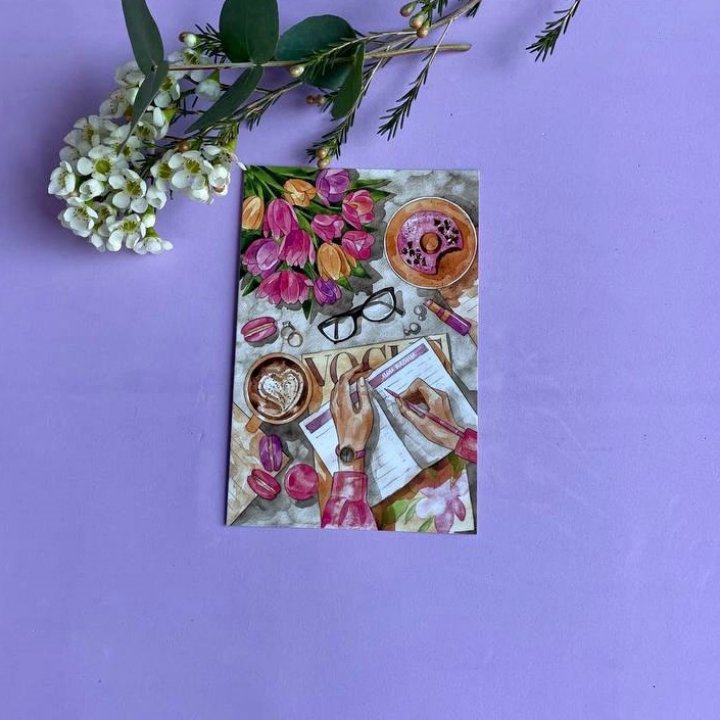 Открытка к букету "Леди на работе" в Прокопьевске