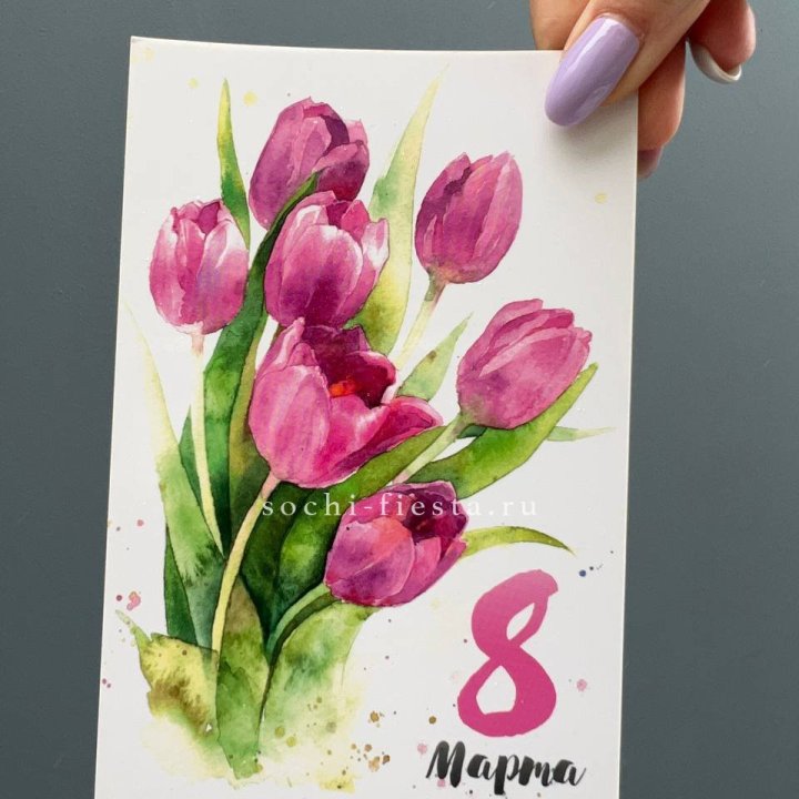 Открытка к букету "8 марта!" в Прокопьевске