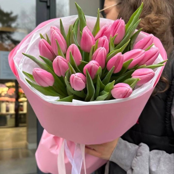  19 розовых тюльпанов в Прокопьевске