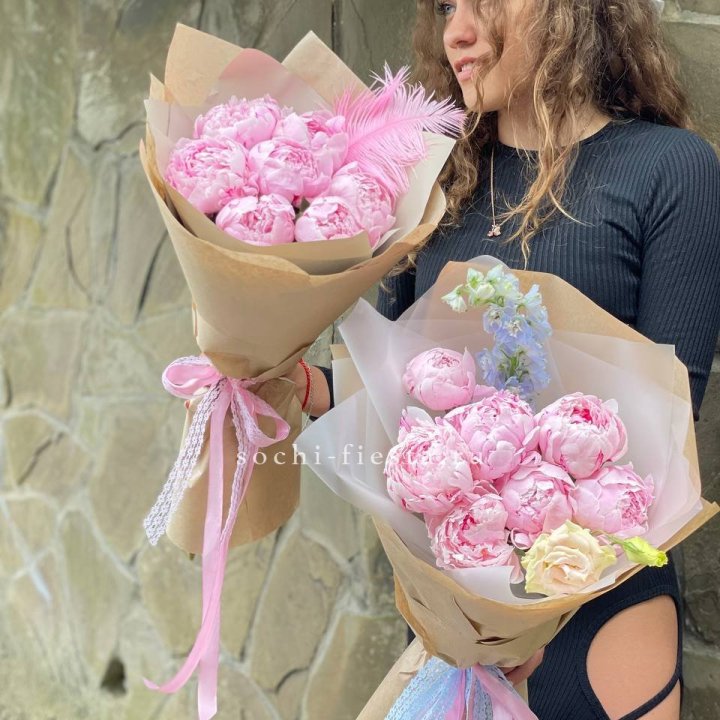 7 зефирных пионов  в Прокопьевске