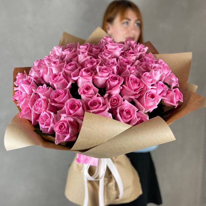 101 розовая роза в Прокопьевске