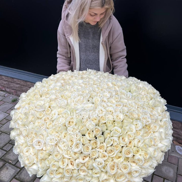 501 белая роза в корзине в Прокопьевске