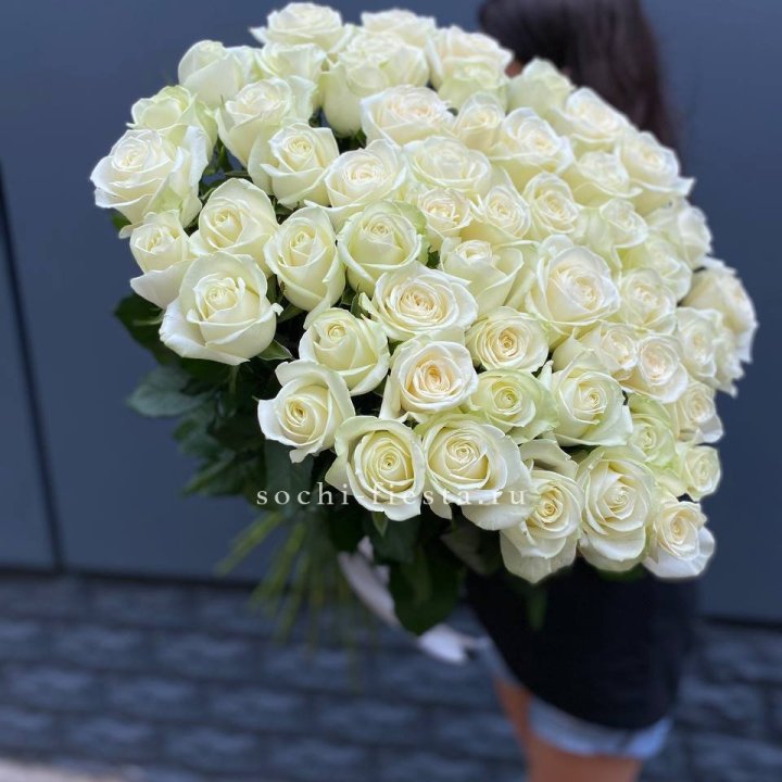 51 белоснежная высокая роза в Прокопьевске