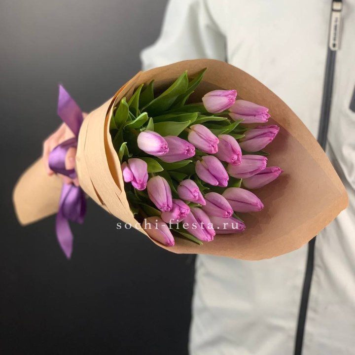 19 розовых  тюльпанов в Прокопьевске